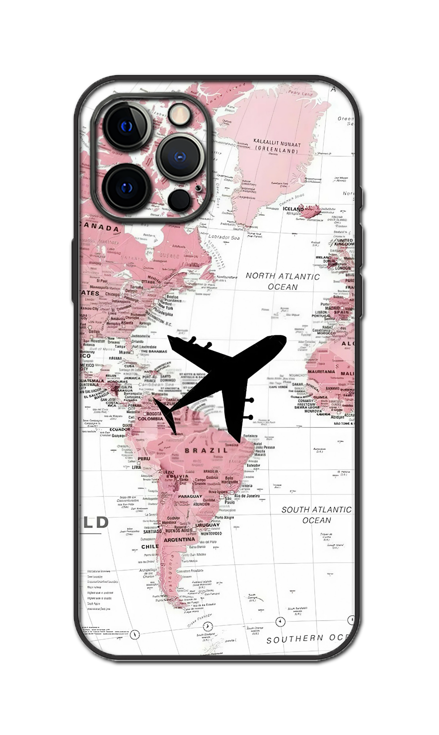 Pookie World Map With Airplane Premium Quality Phone Skin