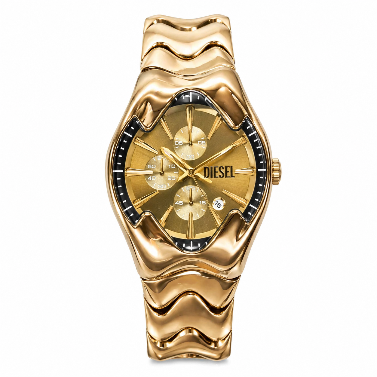 Liquid Gold Fusion – Men’s Oversized Sculpted Chronograph Watch