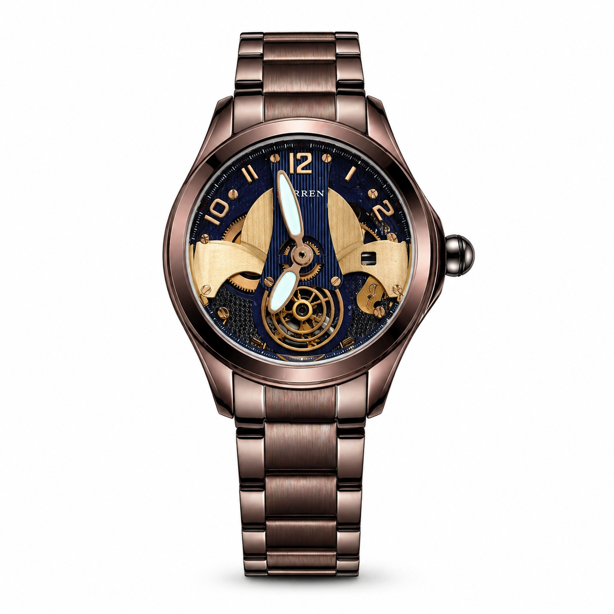 Stealth Black Open-Heart Mechanical Watch with Gold Accents