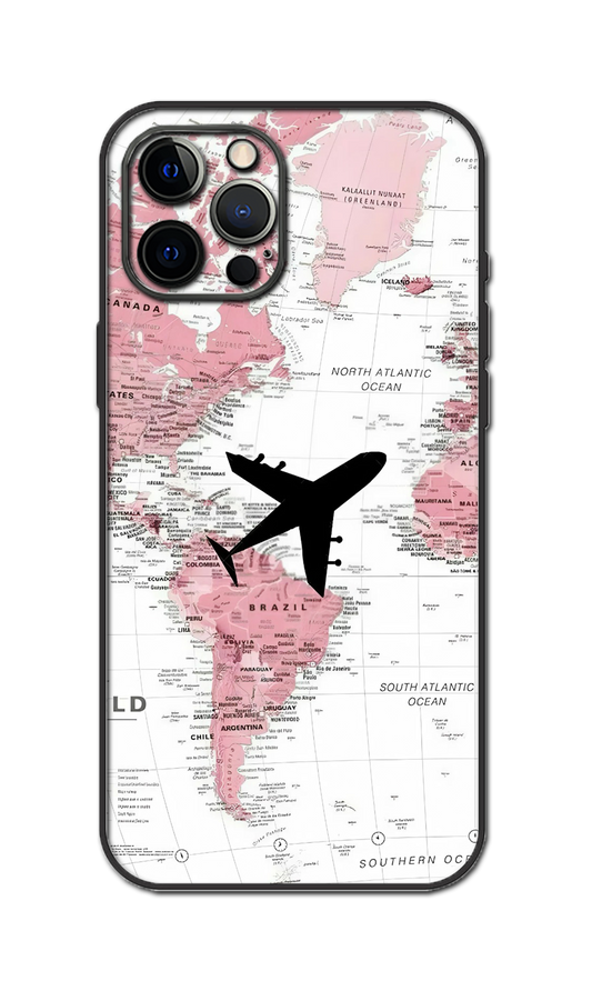 Pookie World Map With Airplane Premium  Quality Phone Skin