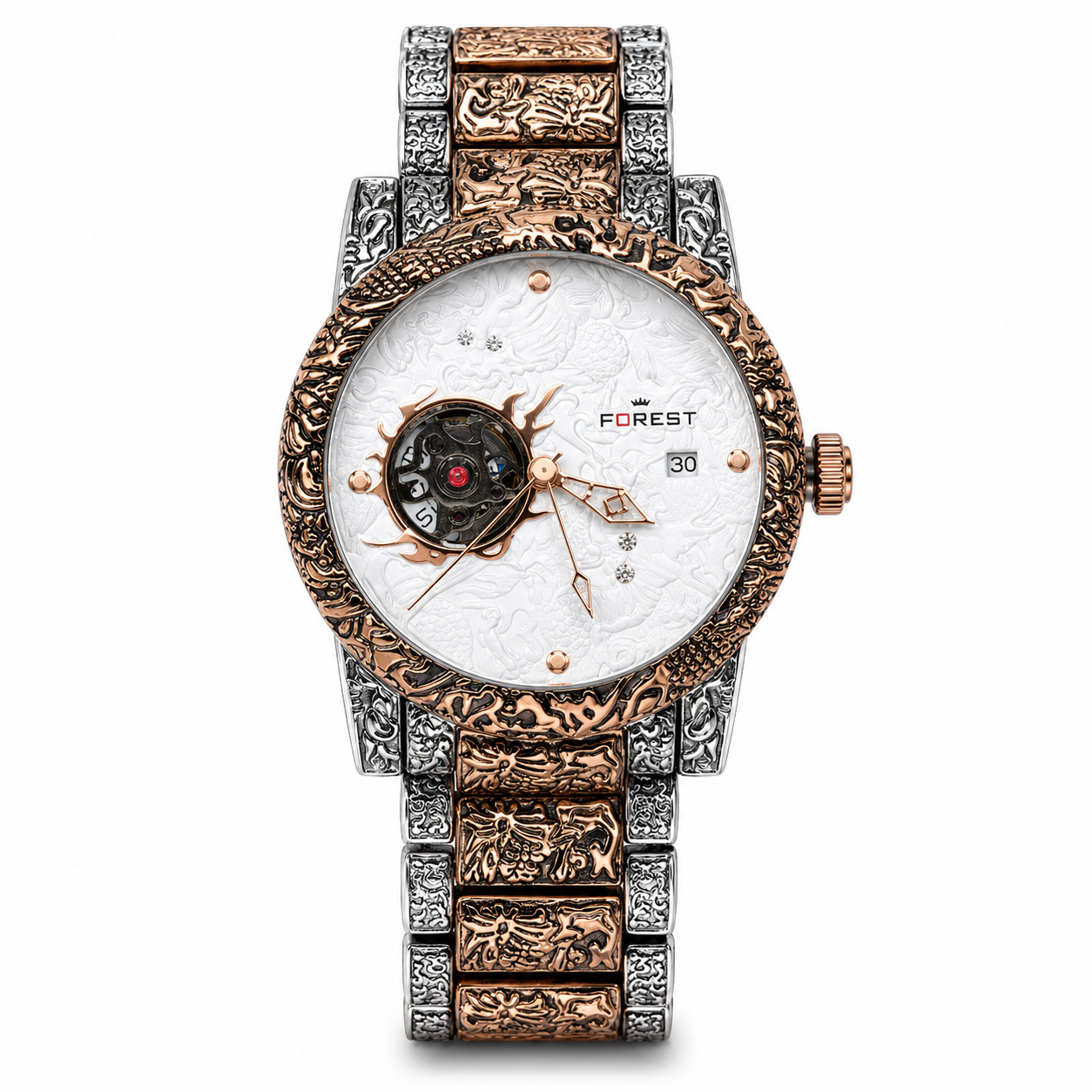 Luxury Forest Wristwatch With Intricate Engravings