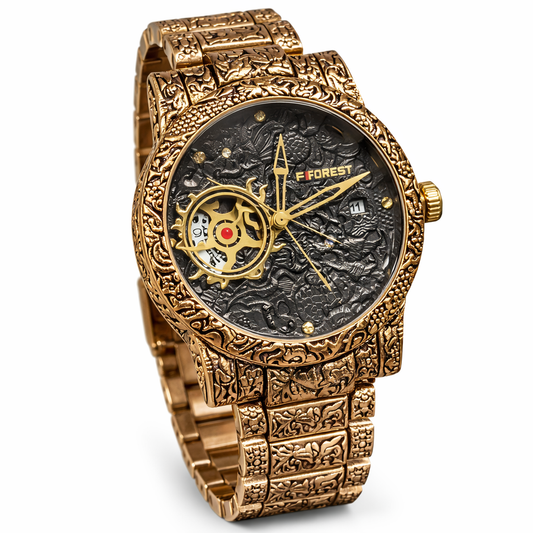 Luxury Forest Wristwatch With Intricate Engravings