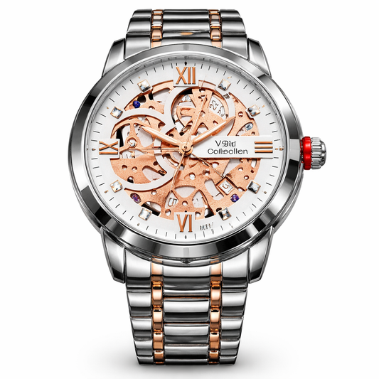 V9 Collection Stainless Steel Skeleton Watch