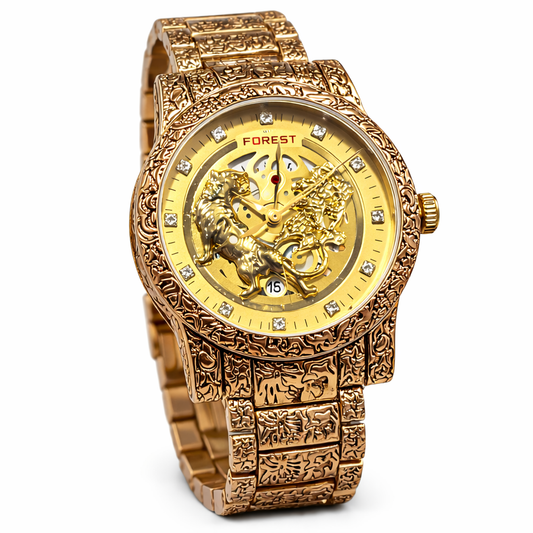 Forest Luxury Lion Curved Men Wrist Watch