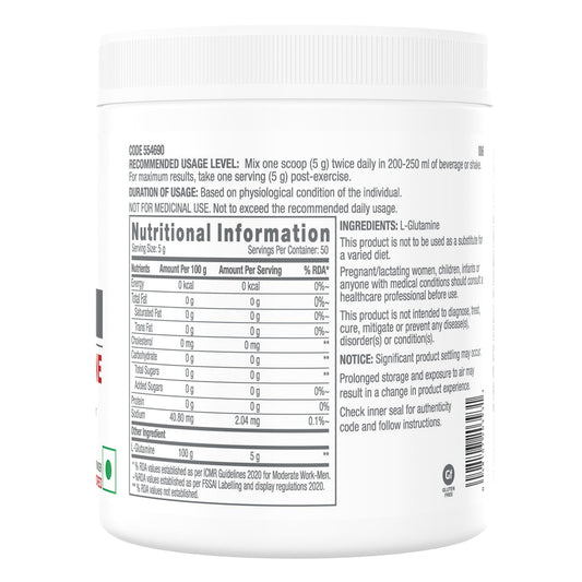 GNC Pro Performance L-Glutamine - 250gm (New Packing)
